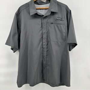 Eddie Bauer Shirt Mens 2XL Gray Tech Woven Vented Fishing Outdoor UPF 40+ Hiking